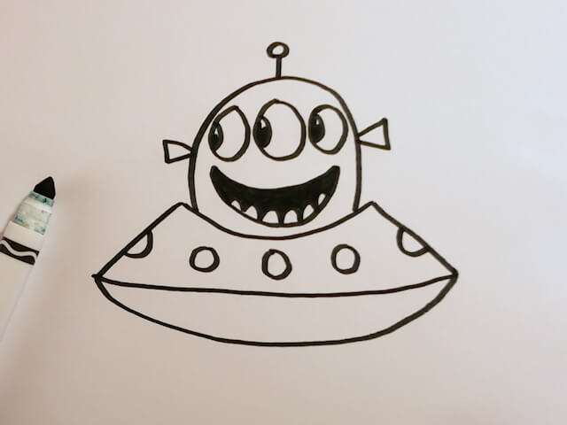 👽 How to Draw a Cute Alien UFO  Easy Drawing for Kids 