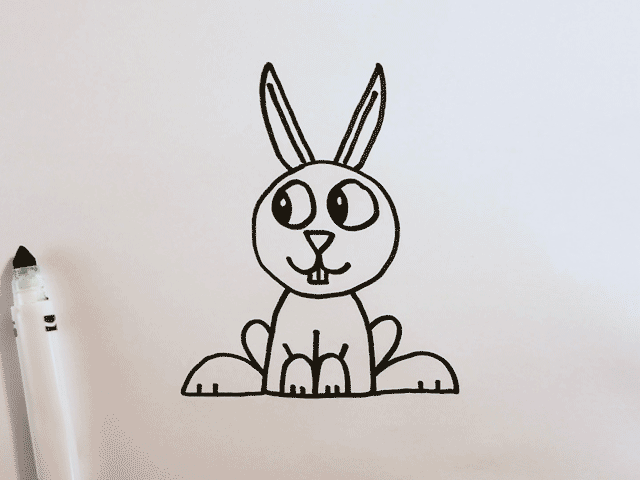 Vector isolated cute cartoon small rabbit in love contour line drawing.  Colorless black and white black line tiny cute bunny contour outline doodle  sketch Stock Vector | Adobe Stock