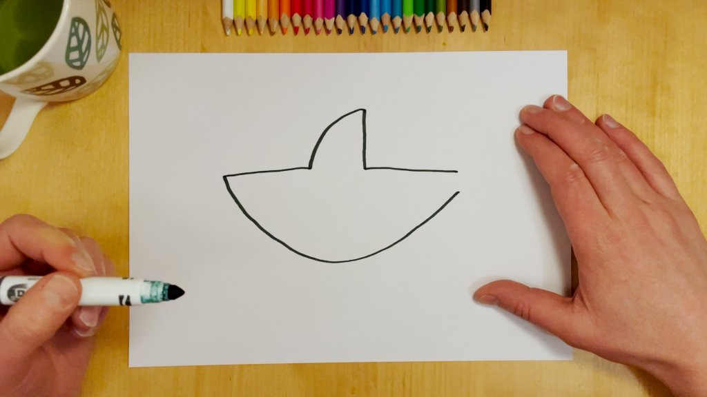 How to Draw a Cartoon Shark Step 2