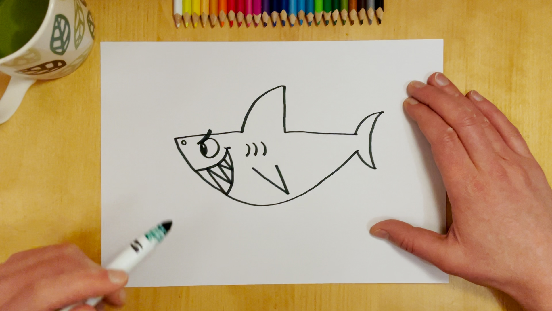 🦈 How to Draw a Cartoon Shark | Easy, Easy Drawing for Kids