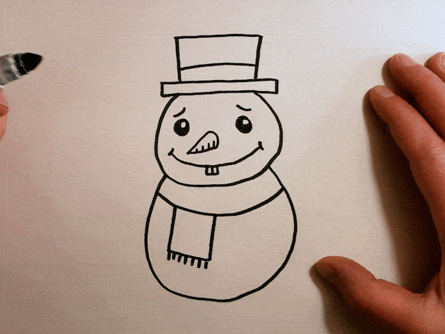 6. Begin adding stripes to the snowman's scarf.
